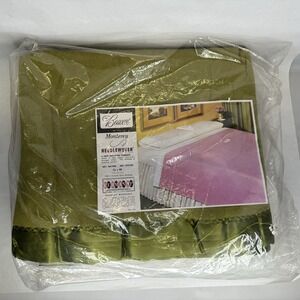 By Beacon Monterey Needlewoven Twin Blanket Avocado Green Satin Trim 72x90 NEW